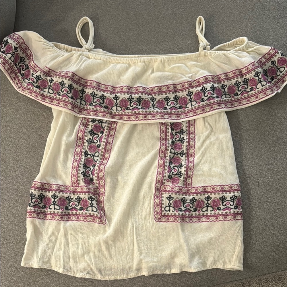 Embroidered Off-Shoulder Cream Top